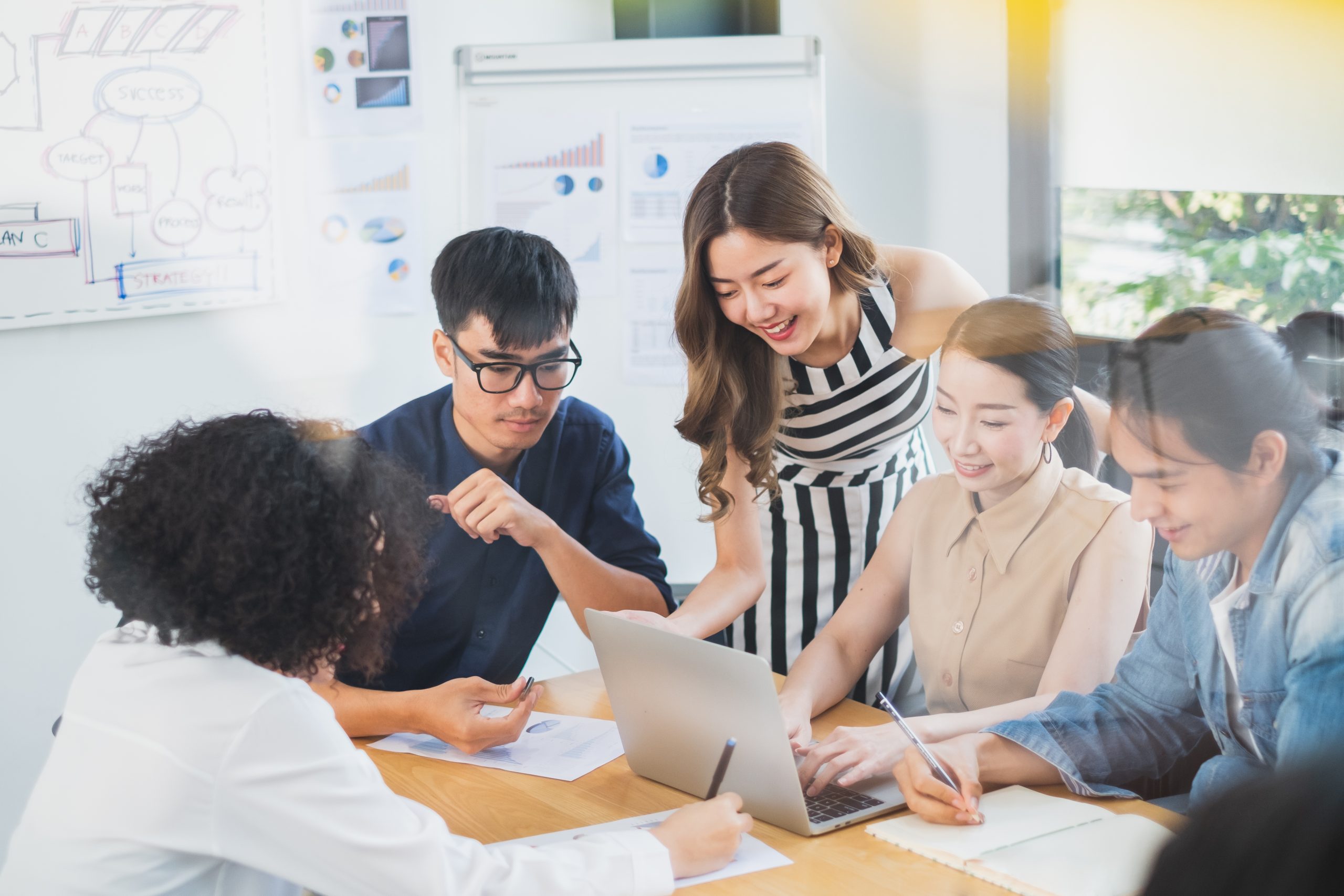 Team collaborating in a training